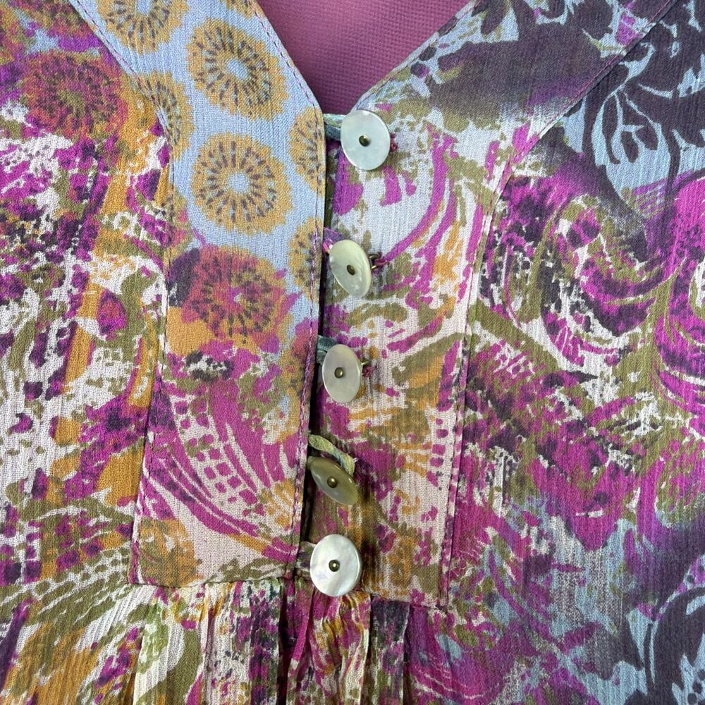 Coldwater Creek womens large 100% silk lined bohemian feminine whimsygoth blouse - Picture 4 of 12